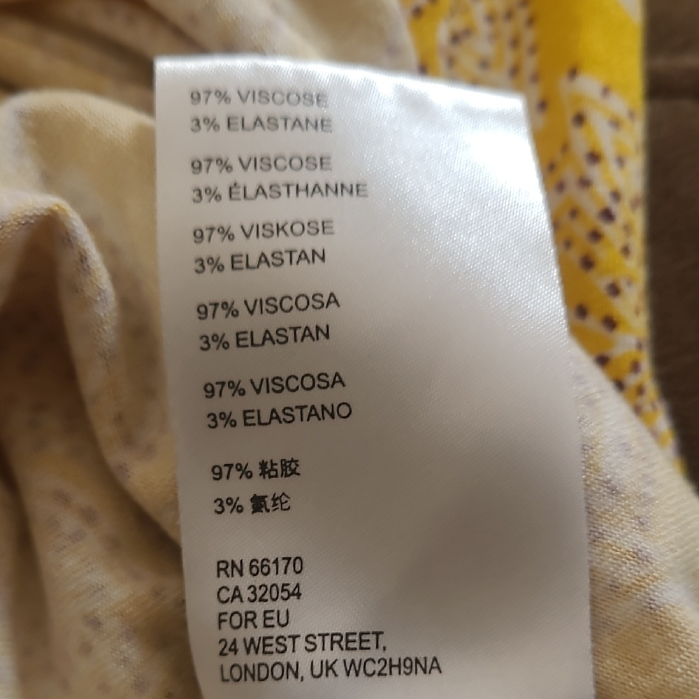 Maeve Yellow Absract Print Asymetrical Hem Shortsleeve Dress Size M - Picture 13 of 13